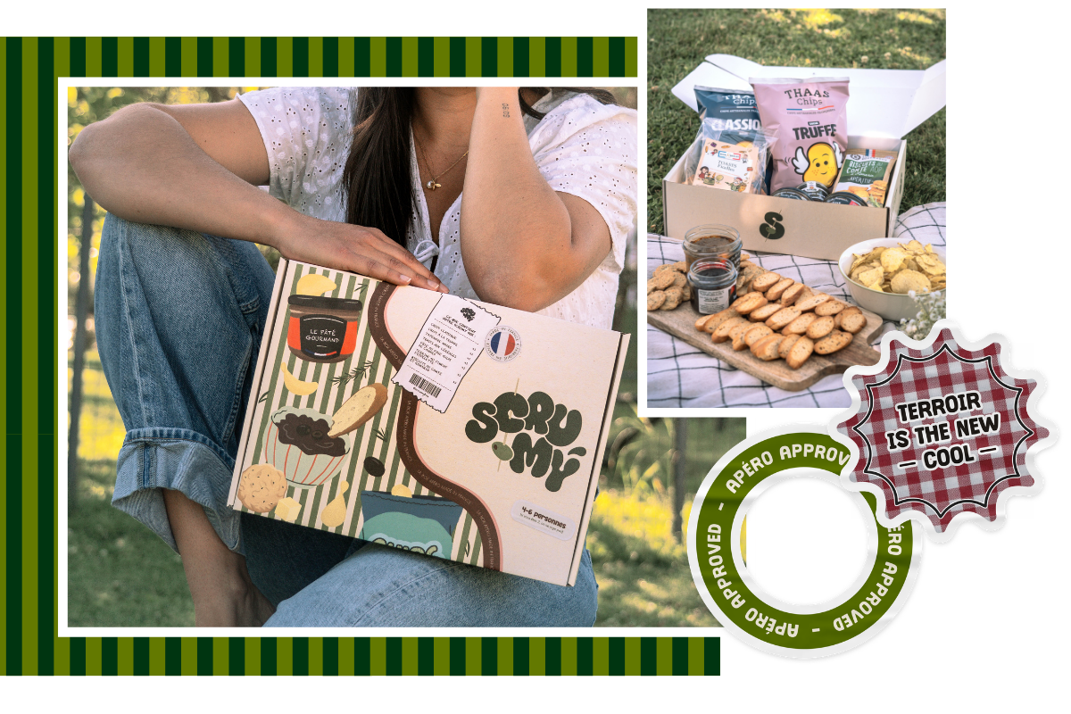 La Salty Box Scrumy sur une nappe de pique-nique